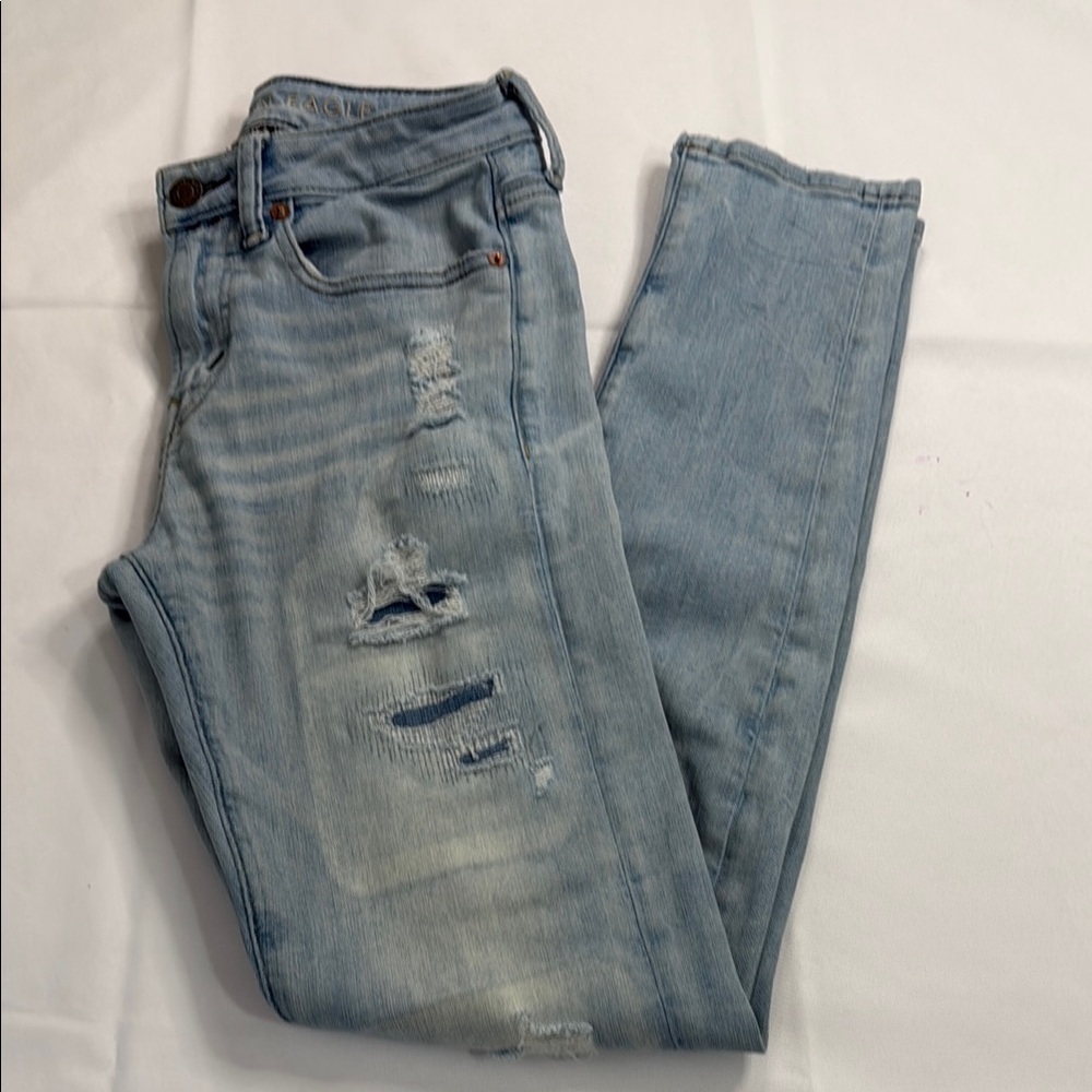American Eagle Outfitters Blue Skinny Distressed Jeans